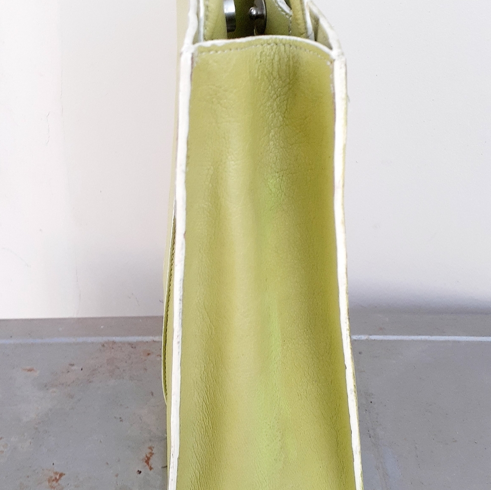 Wilsons Leather lime green Handbag Shoulder Bag dual Strap Handle - Picture 9 of 10